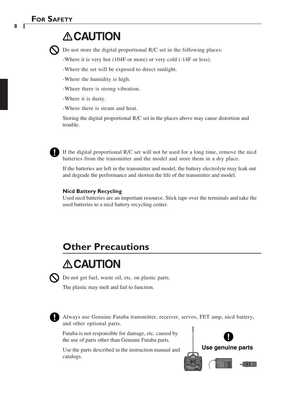 Other precautions | Futaba 6YF User Manual | Page 7 / 22