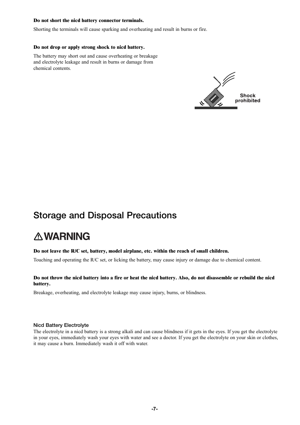 Storage and disposal precautions | Futaba 6YG User Manual | Page 7 / 23