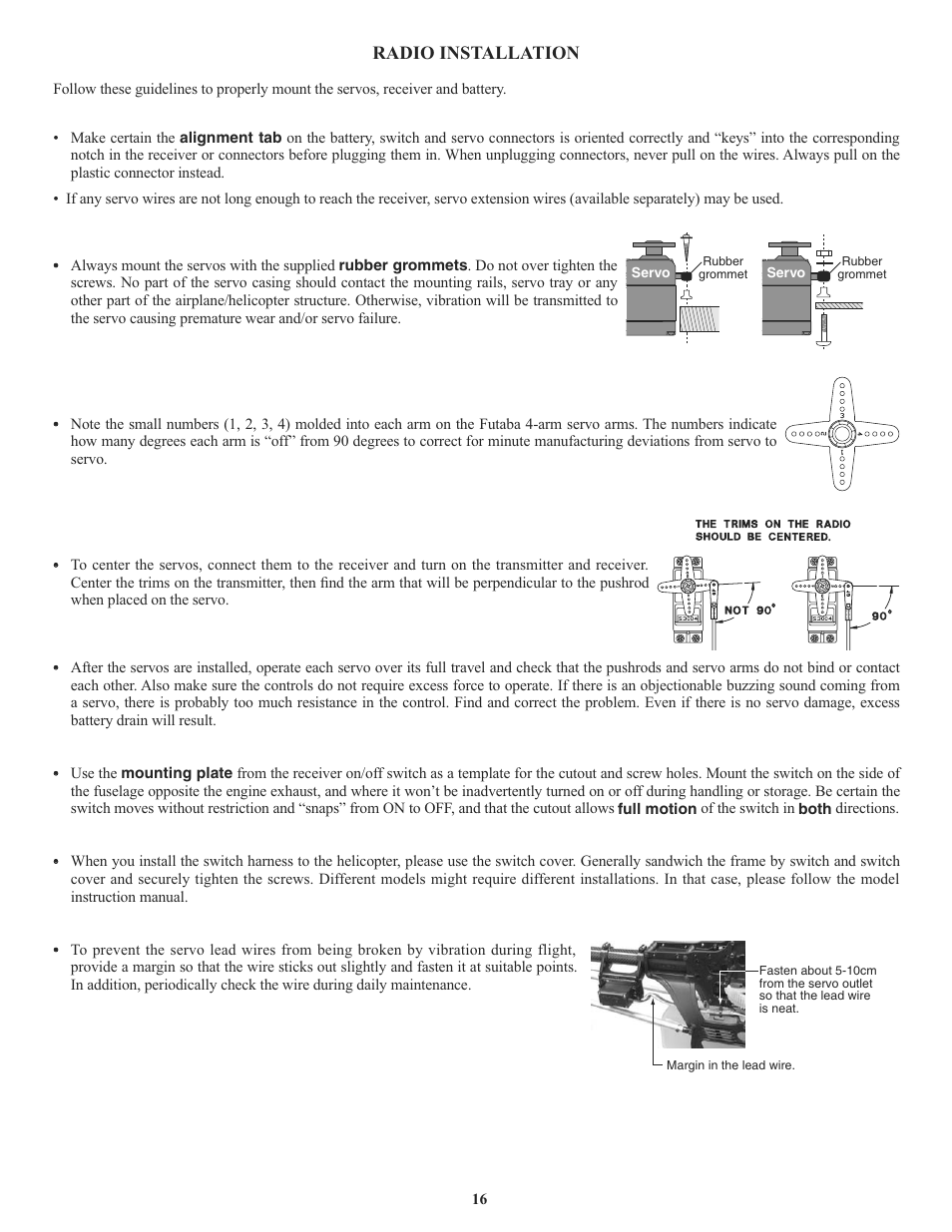 Radio installation | Futaba 7C 2.4GHz User Manual | Page 16 / 86
