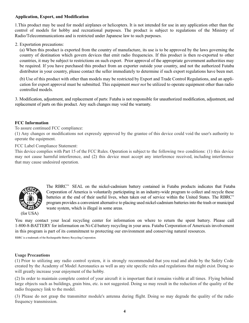 Futaba 7C 2.4GHz User Manual | Page 4 / 86
