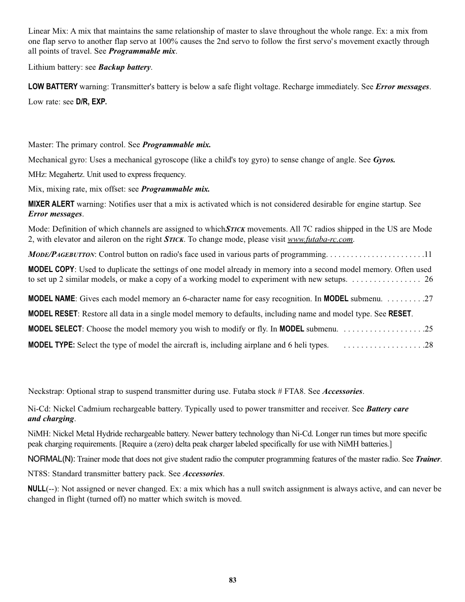 Futaba 7C 2.4GHz User Manual | Page 83 / 86