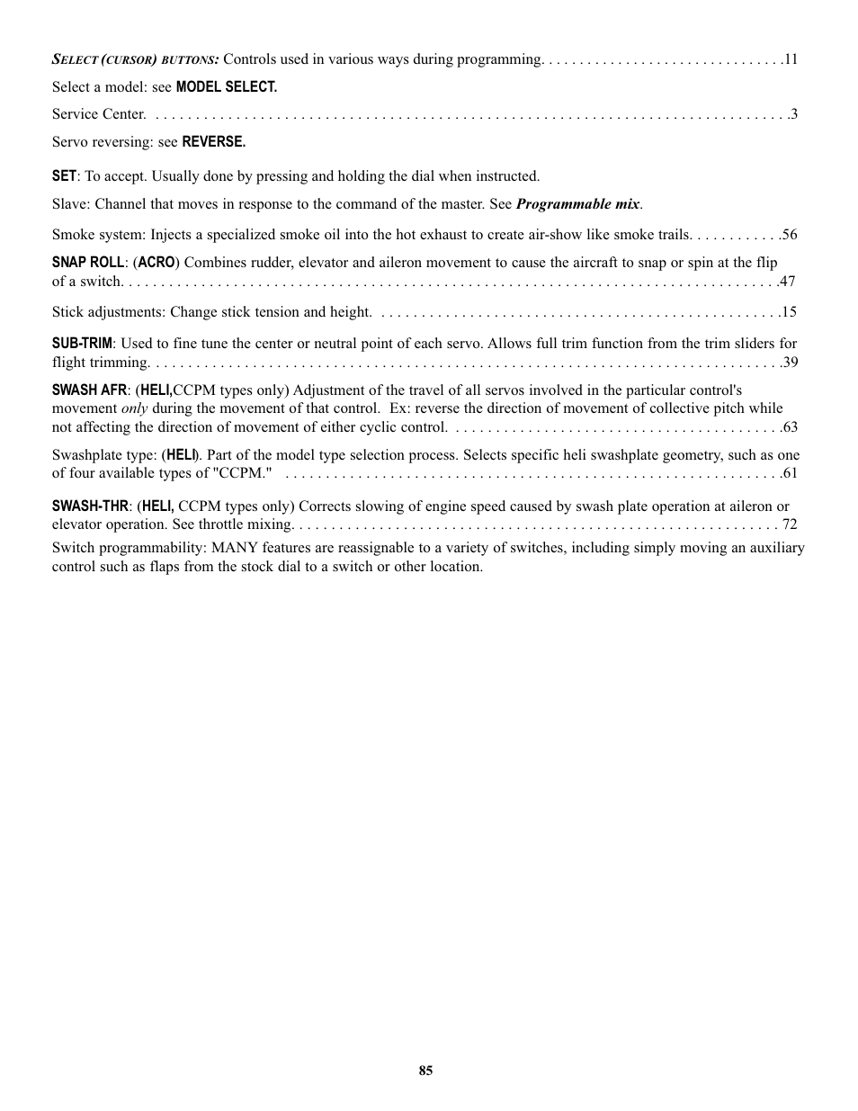 Futaba 7C 2.4GHz User Manual | Page 85 / 86