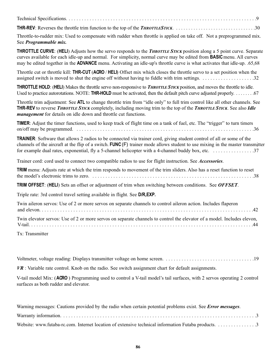 Futaba 7C 2.4GHz User Manual | Page 86 / 86