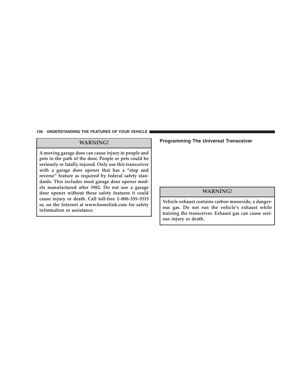 Programming the universal transceiver | Chrysler 2005 PT Cruiser User Manual | Page 106 / 368