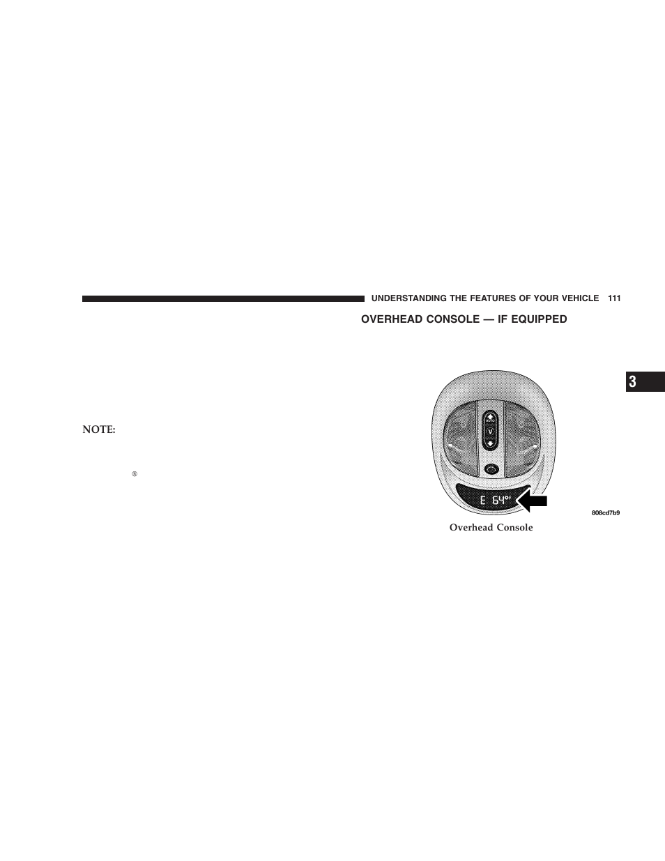 Overhead console — if equipped | Chrysler 2005 PT Cruiser User Manual | Page 111 / 368