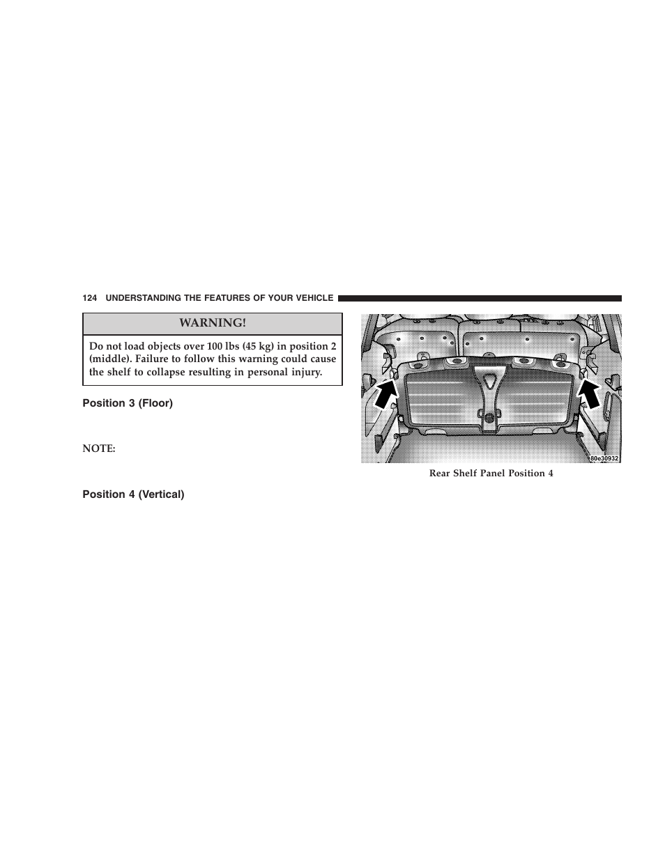 Position 3 (floor), Position 4 (vertical) | Chrysler 2005 PT Cruiser User Manual | Page 124 / 368