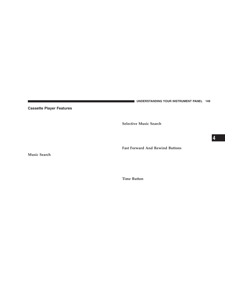 Cassette player features | Chrysler 2005 PT Cruiser User Manual | Page 149 / 368