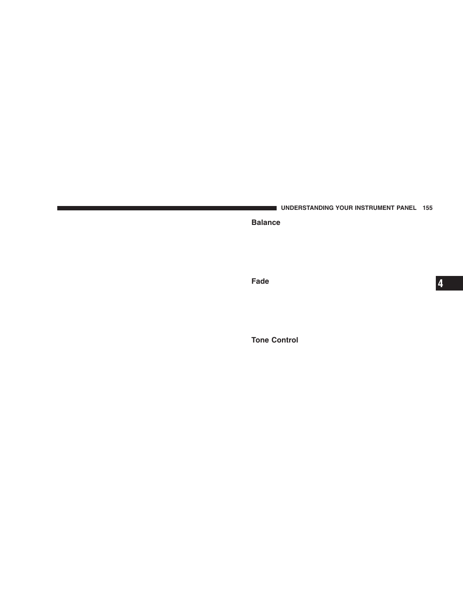 Balance, Fade, Tone control | Chrysler 2005 PT Cruiser User Manual | Page 155 / 368