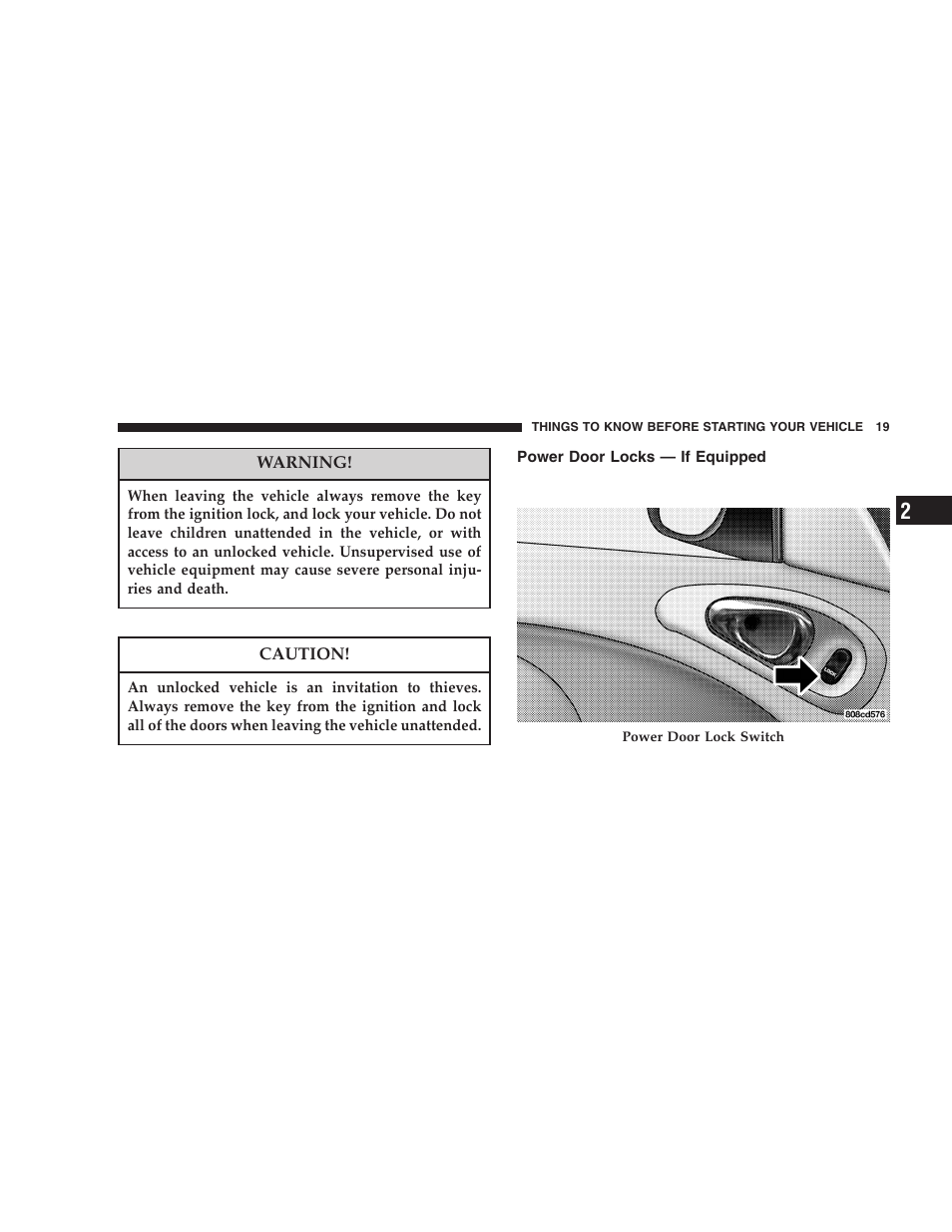 Power door locks — if equipped | Chrysler 2005 PT Cruiser User Manual | Page 19 / 368