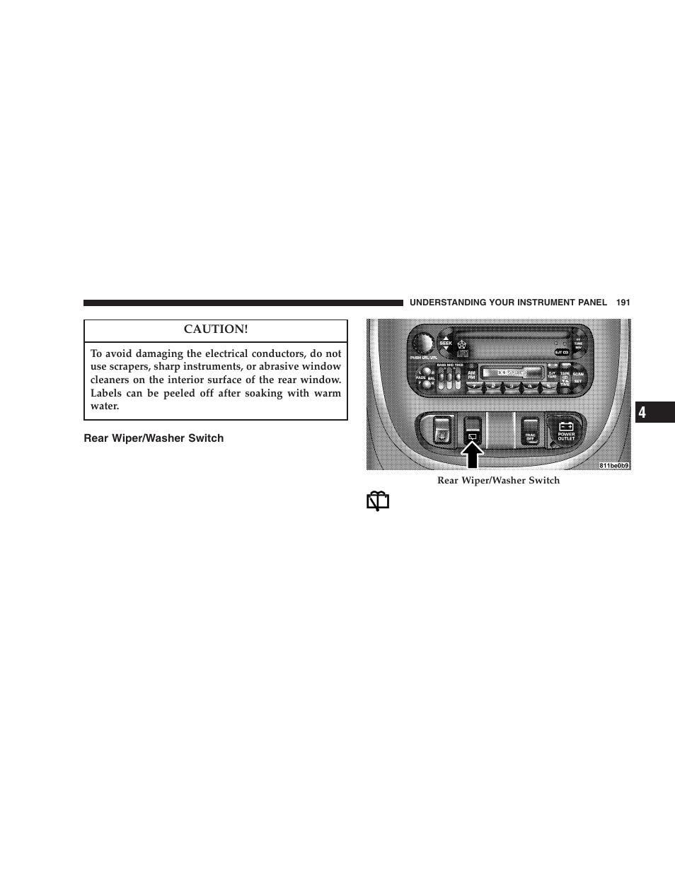 Rear wiper/washer switch | Chrysler 2005 PT Cruiser User Manual | Page 191 / 368