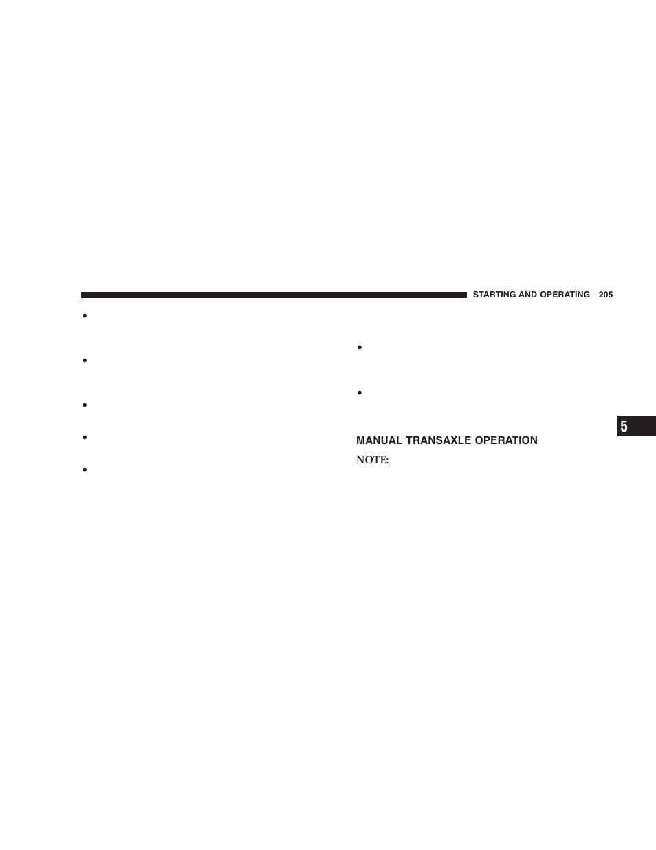 Manual transaxle operation | Chrysler 2005 PT Cruiser User Manual | Page 205 / 368