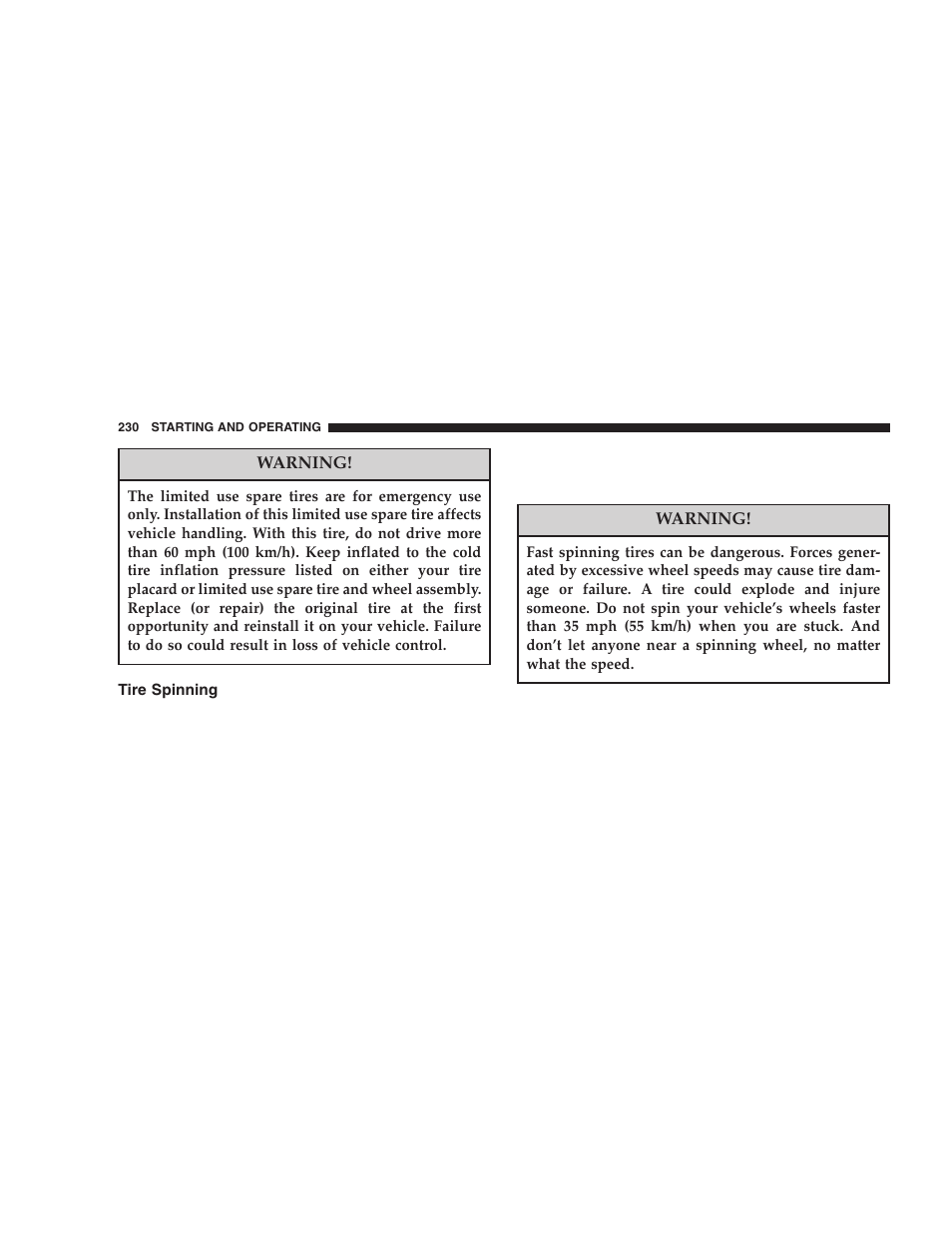 Tire spinning | Chrysler 2005 PT Cruiser User Manual | Page 230 / 368