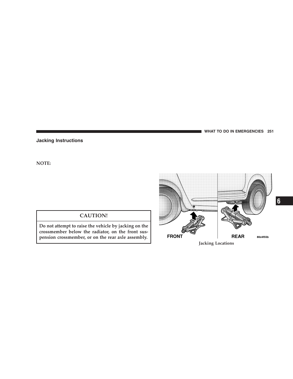 Jacking instructions | Chrysler 2005 PT Cruiser User Manual | Page 251 / 368