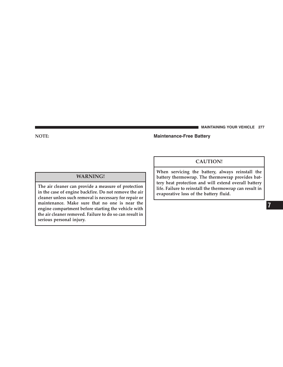 Maintenance-free battery | Chrysler 2005 PT Cruiser User Manual | Page 277 / 368