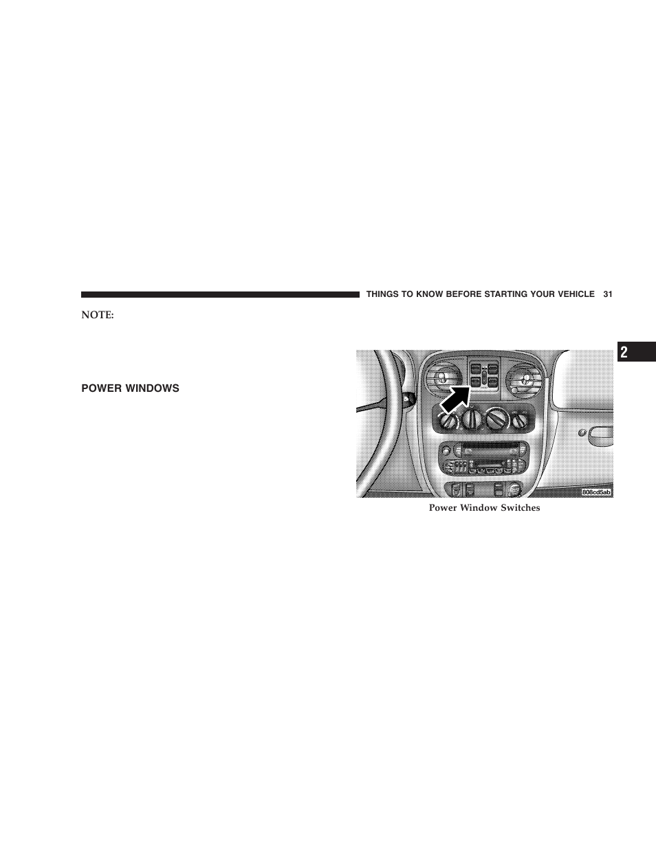 Power windows | Chrysler 2005 PT Cruiser User Manual | Page 31 / 368