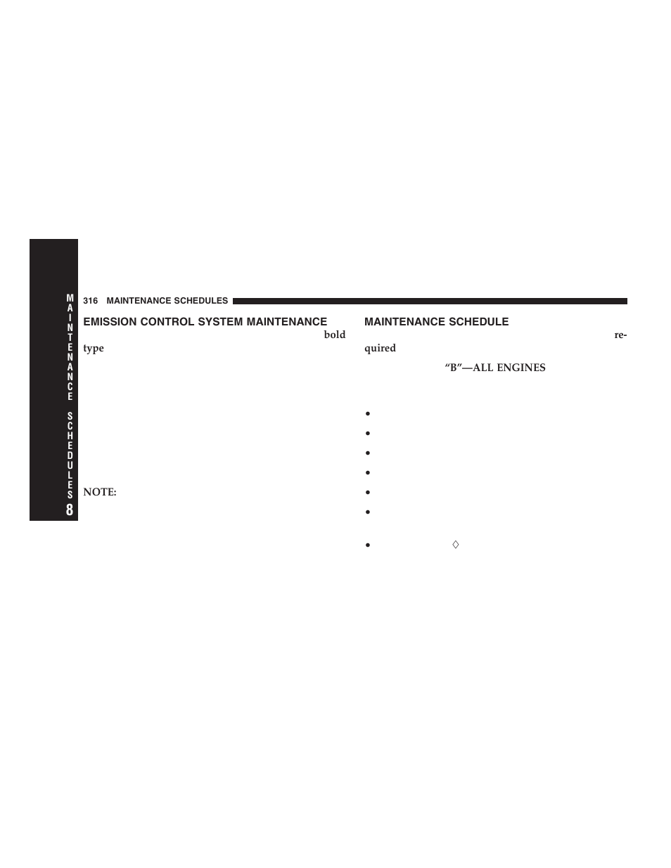 Emission control system maintenance, Maintenance schedule | Chrysler 2005 PT Cruiser User Manual | Page 316 / 368