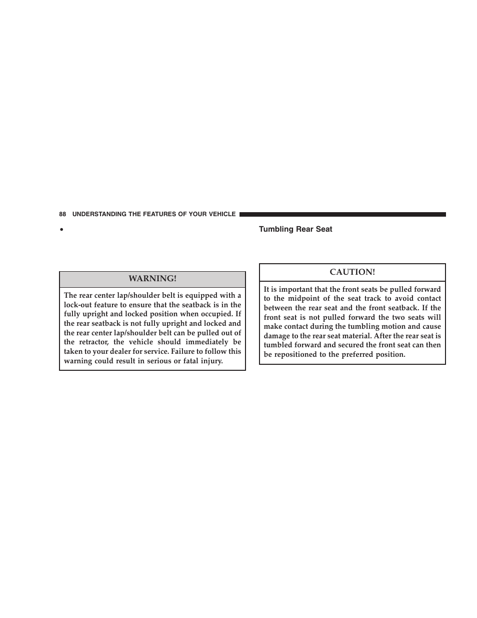 Tumbling rear seat | Chrysler 2005 PT Cruiser User Manual | Page 88 / 368