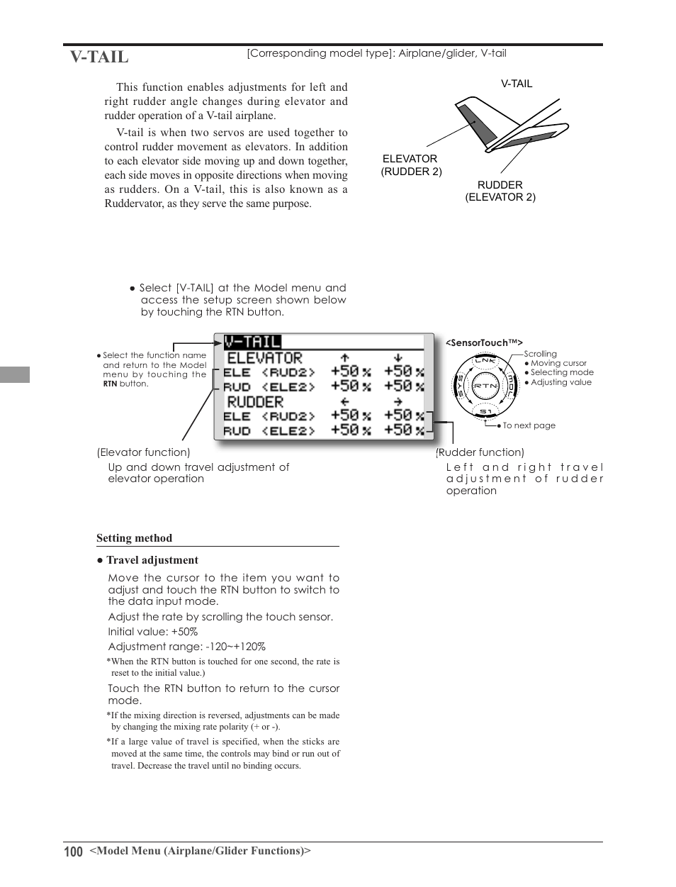 V-tail | Futaba 8FG 2.4GHz User Manual | Page 100 / 123