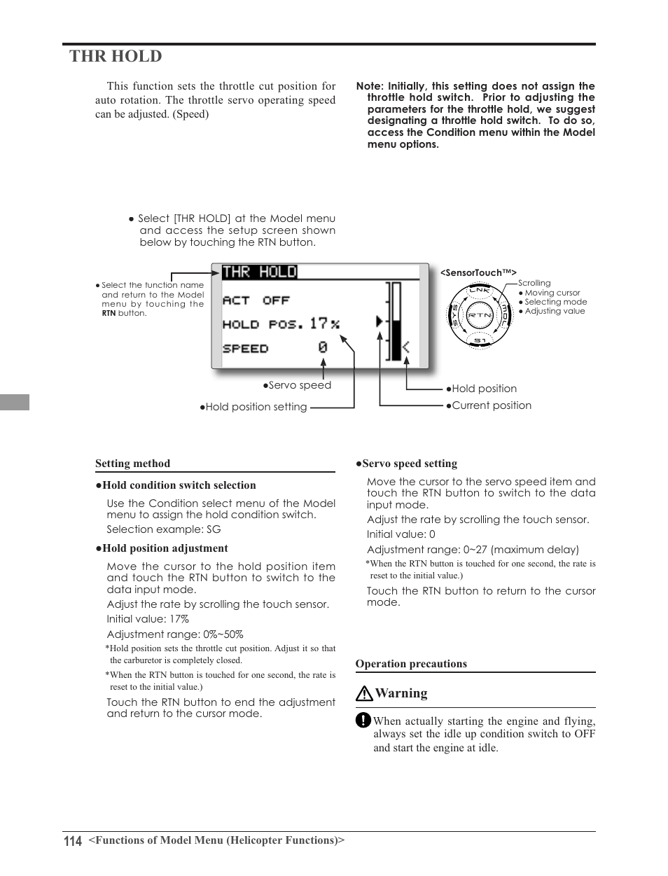 Thr hold, Duqlqj | Futaba 8FG 2.4GHz User Manual | Page 114 / 123