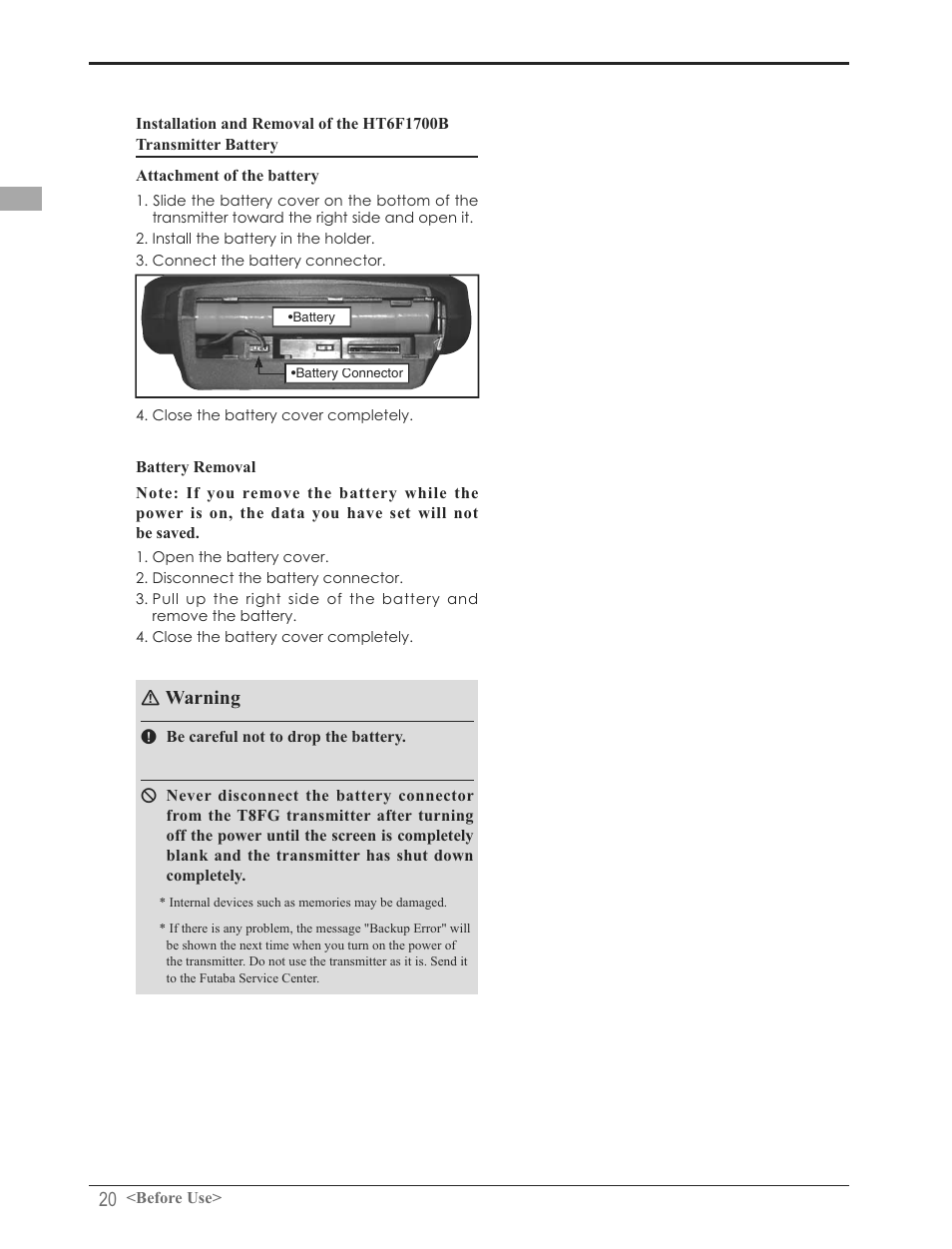 Ｎ :duqlqj | Futaba 8FG 2.4GHz User Manual | Page 20 / 123