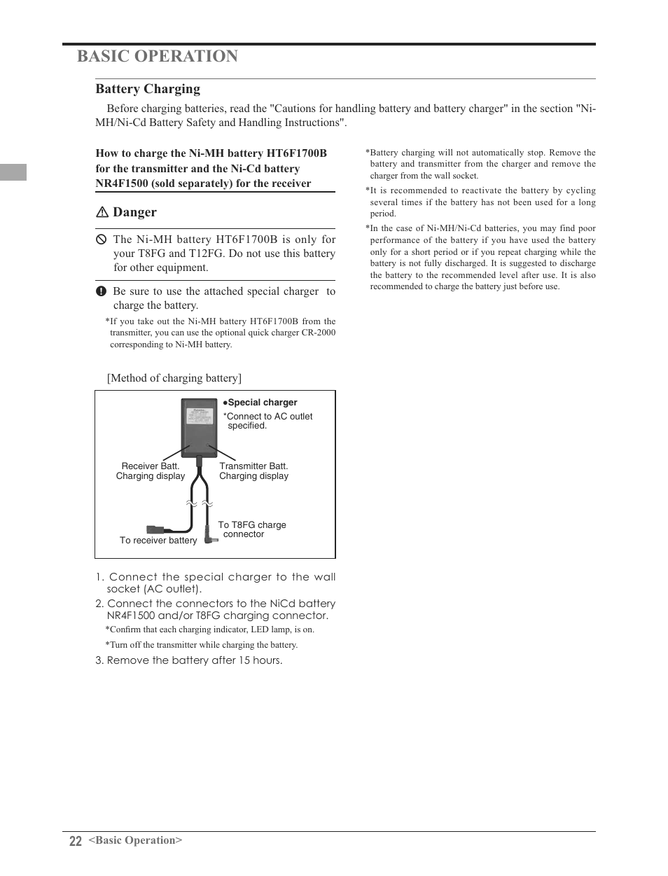 Ｎ 'dqjhu, Dwwhu\&kdujlqj | Futaba 8FG 2.4GHz User Manual | Page 22 / 123