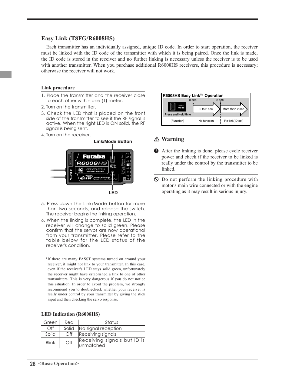 Dv\/lqn 7)*5+6, Ｎ :duqlqj | Futaba 8FG 2.4GHz User Manual | Page 26 / 123