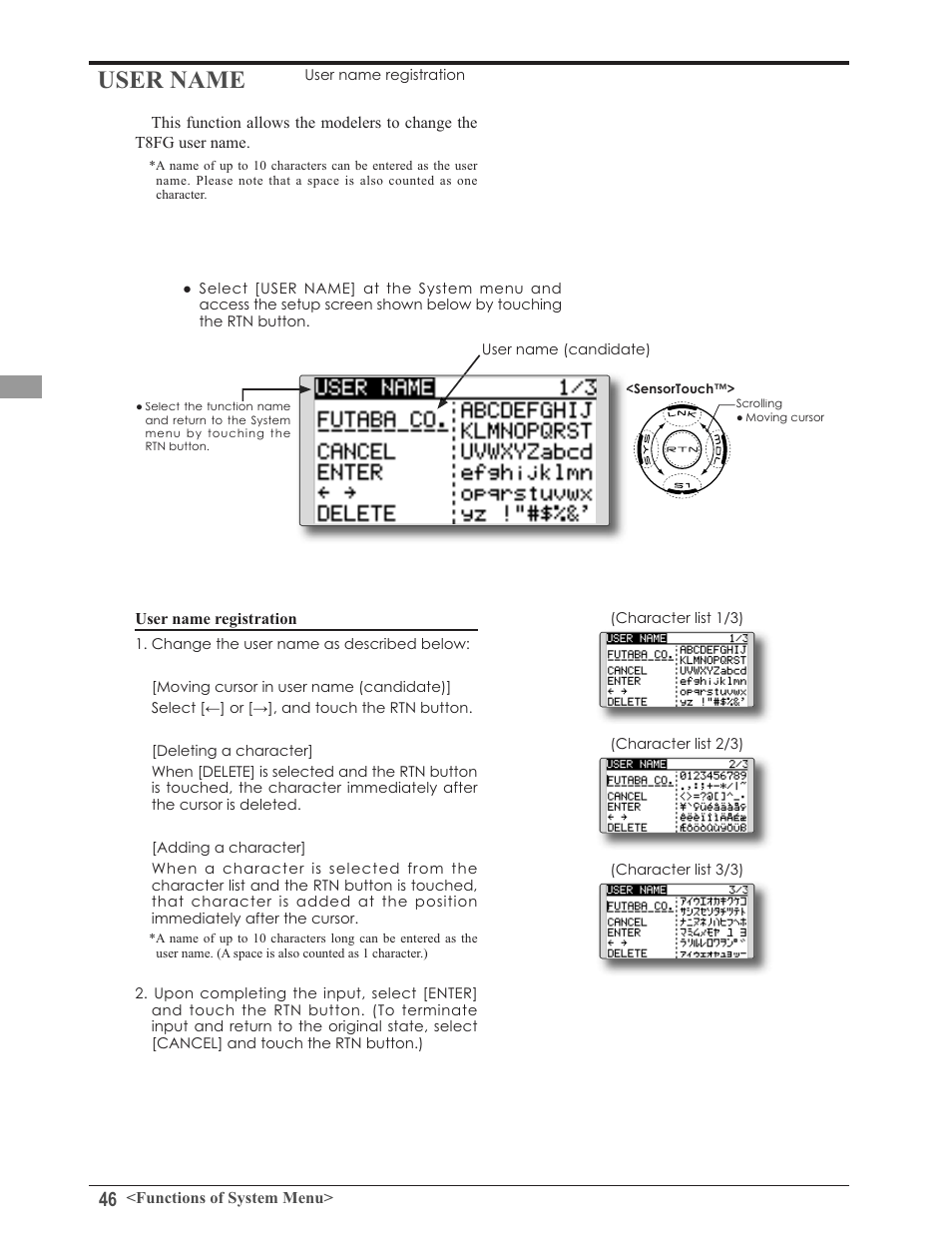 User name | Futaba 8FG 2.4GHz User Manual | Page 46 / 123