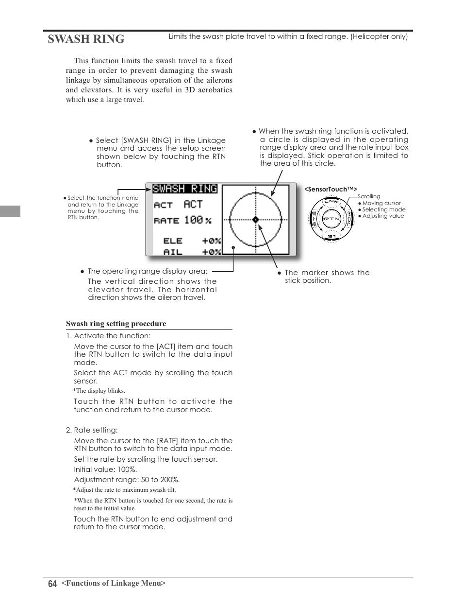 Swash ring | Futaba 8FG 2.4GHz User Manual | Page 64 / 123