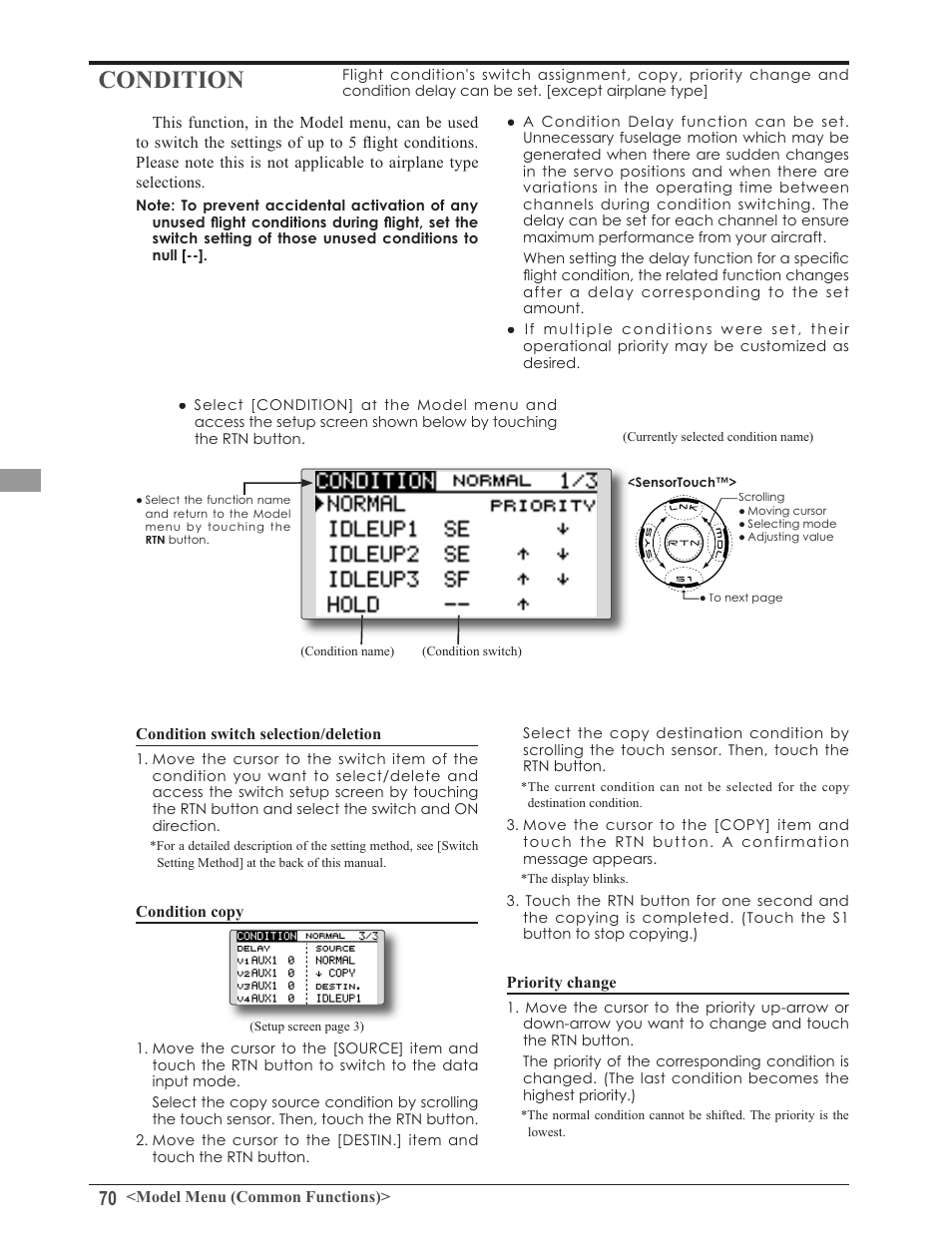 Condition | Futaba 8FG 2.4GHz User Manual | Page 70 / 123