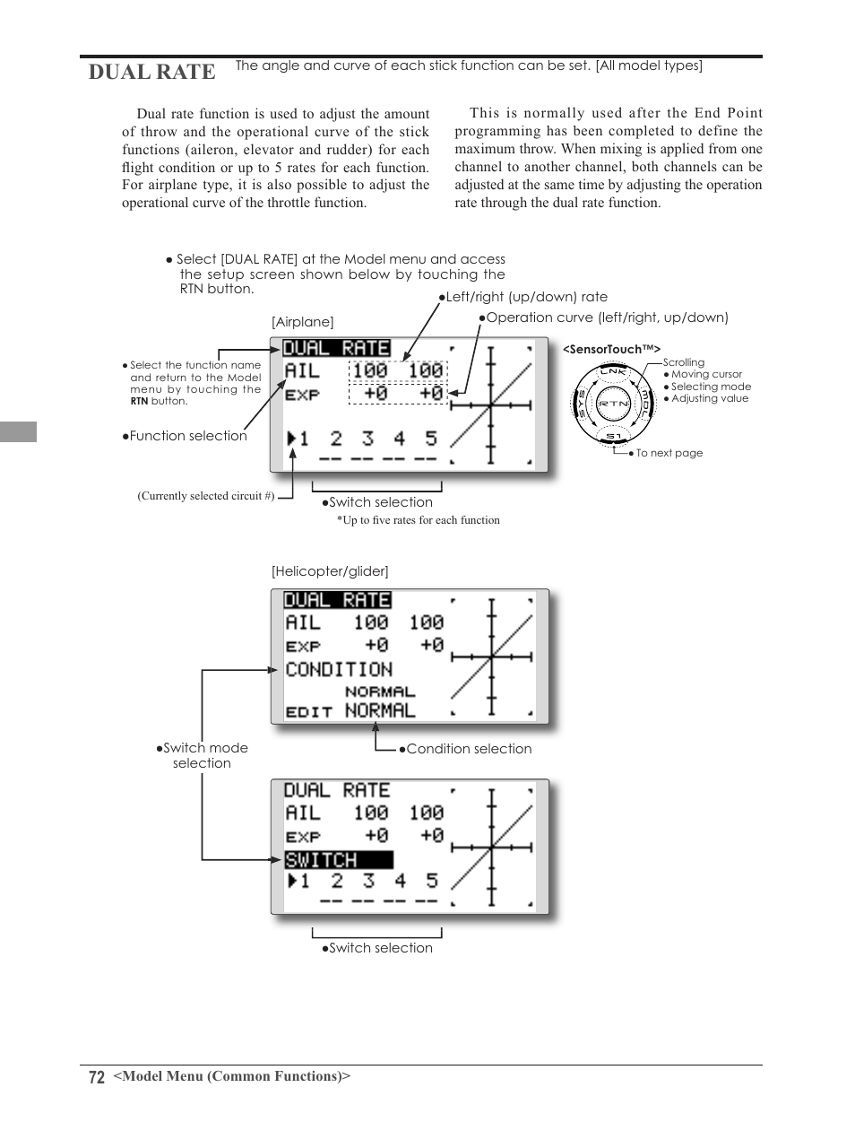 Dual rate | Futaba 8FG 2.4GHz User Manual | Page 72 / 123