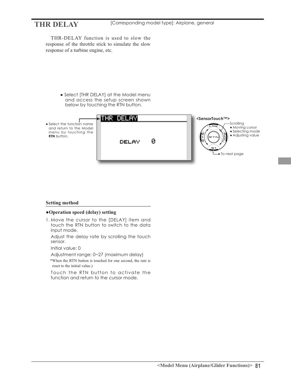 Thr delay | Futaba 8FG 2.4GHz User Manual | Page 81 / 123