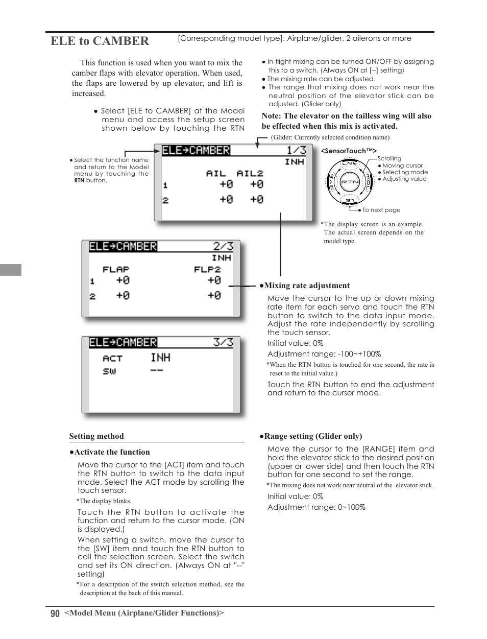 Ele to camber | Futaba 8FG 2.4GHz User Manual | Page 90 / 123