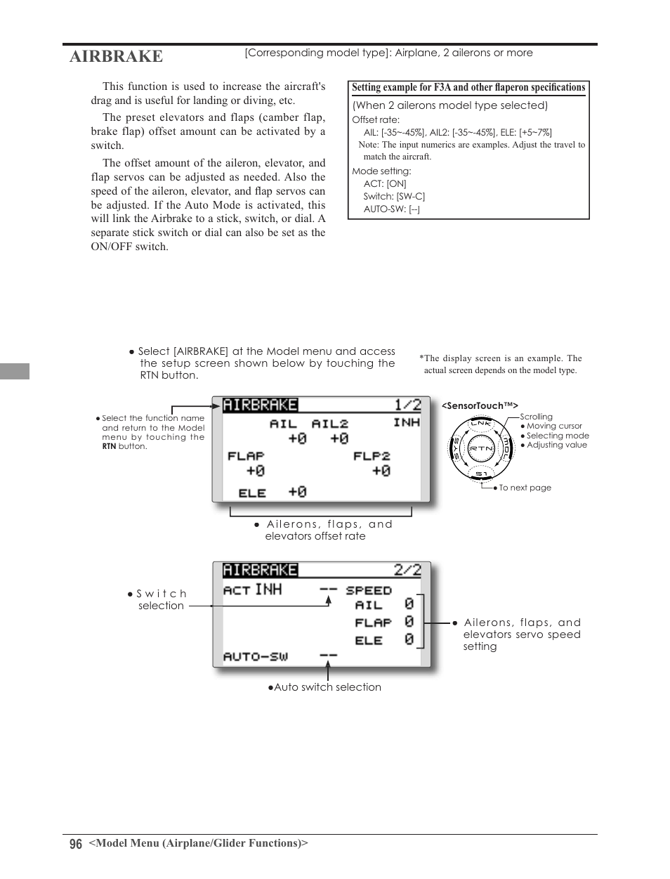 Airbrake | Futaba 8FG 2.4GHz User Manual | Page 96 / 123