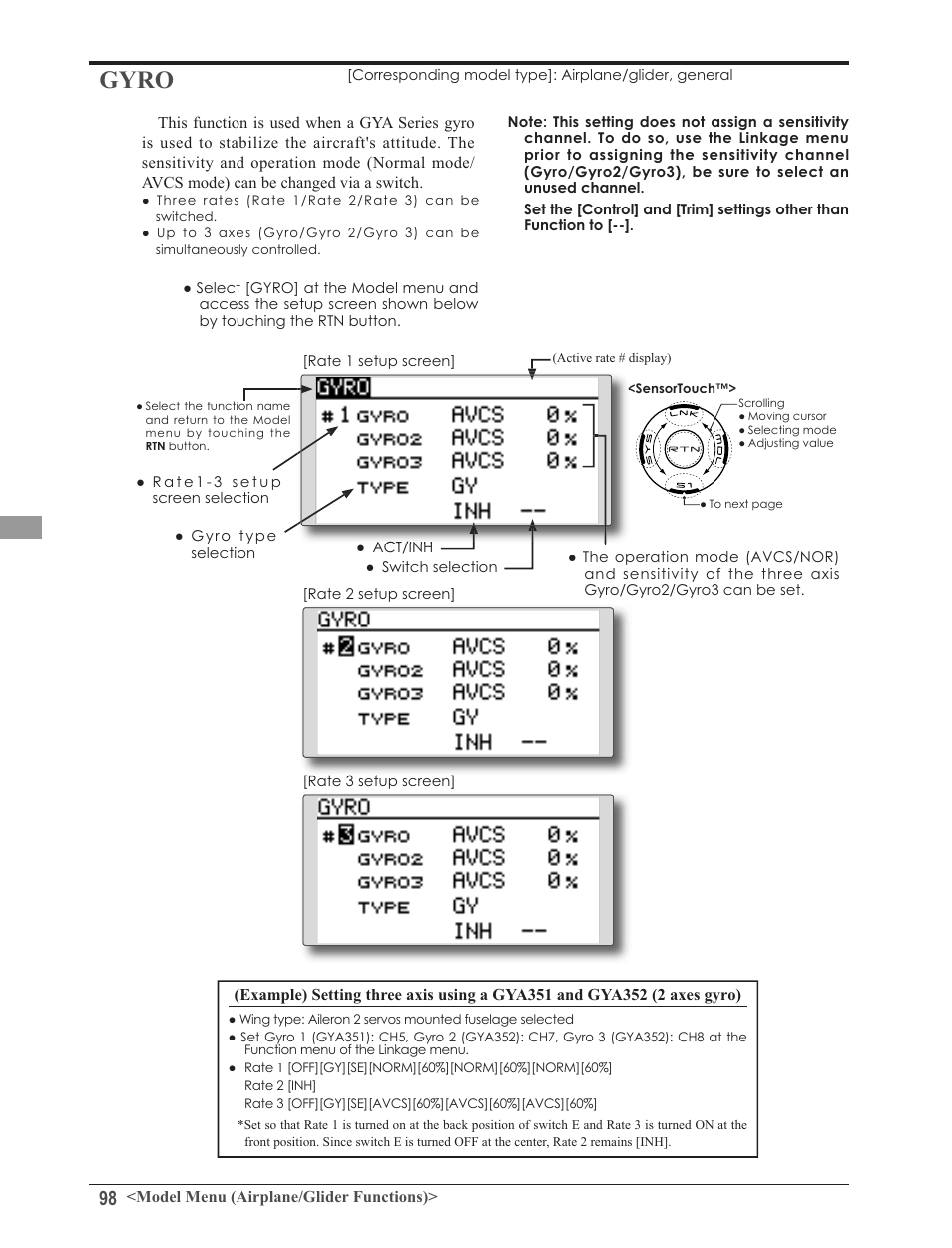 Gyro | Futaba 8FG 2.4GHz User Manual | Page 98 / 123