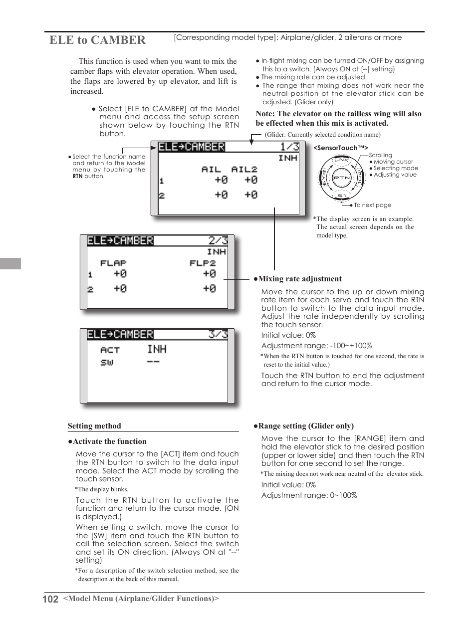 Ele to camber | Futaba 8FGAS, 8FGHS 2.4GHz User Manual | Page 102 / 139