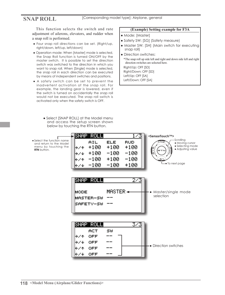 Snap roll | Futaba 8FGAS, 8FGHS 2.4GHz User Manual | Page 118 / 139