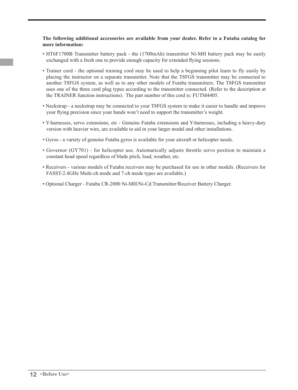 Futaba 8FGAS, 8FGHS 2.4GHz User Manual | Page 12 / 139