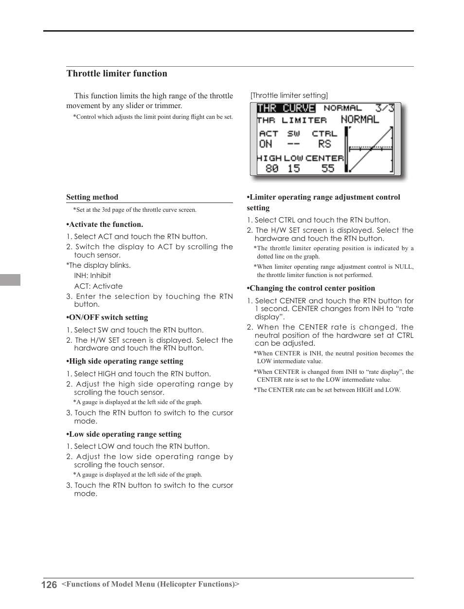 Throttle limiter function | Futaba 8FGAS, 8FGHS 2.4GHz User Manual | Page 126 / 139