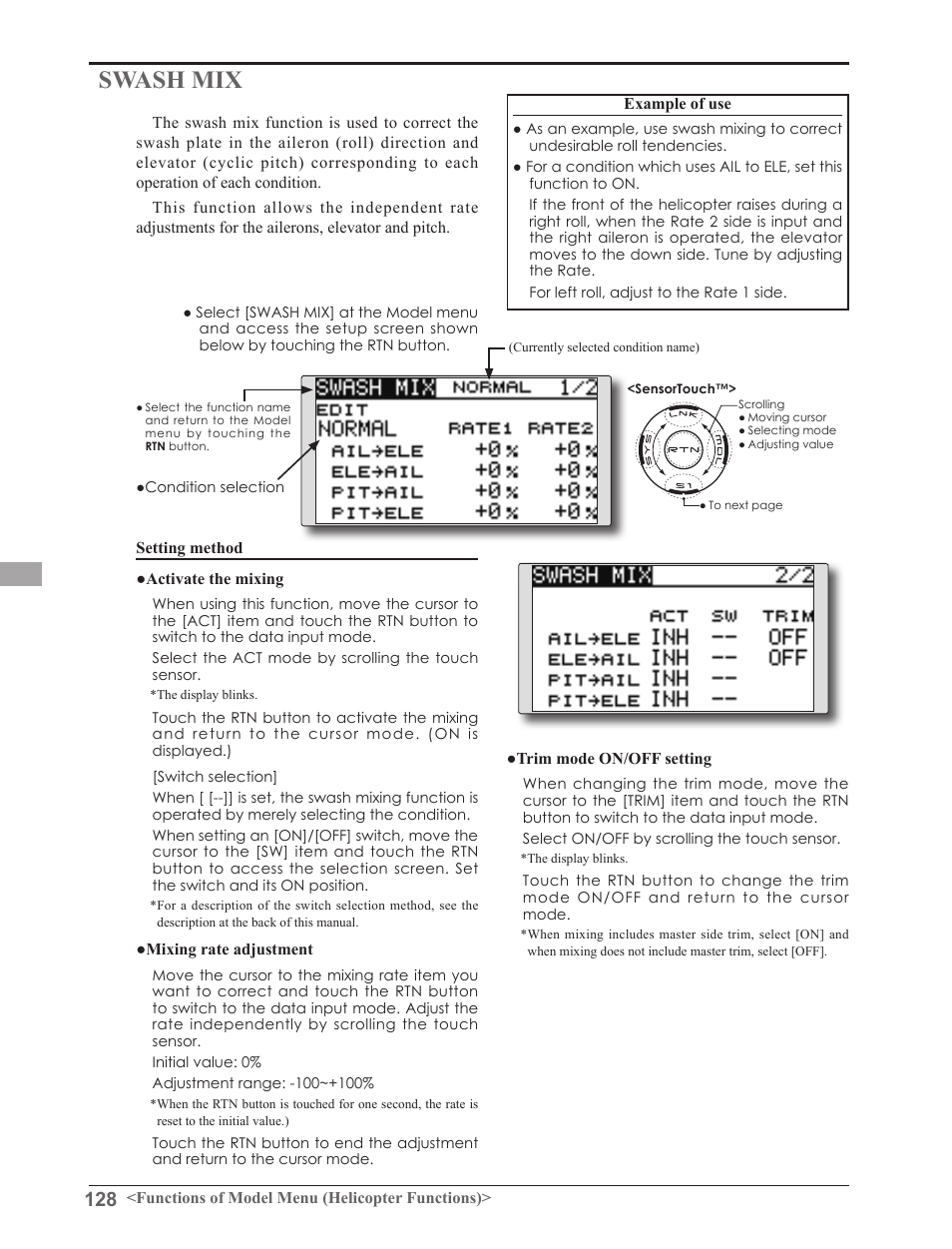 Swash mix | Futaba 8FGAS, 8FGHS 2.4GHz User Manual | Page 128 / 139