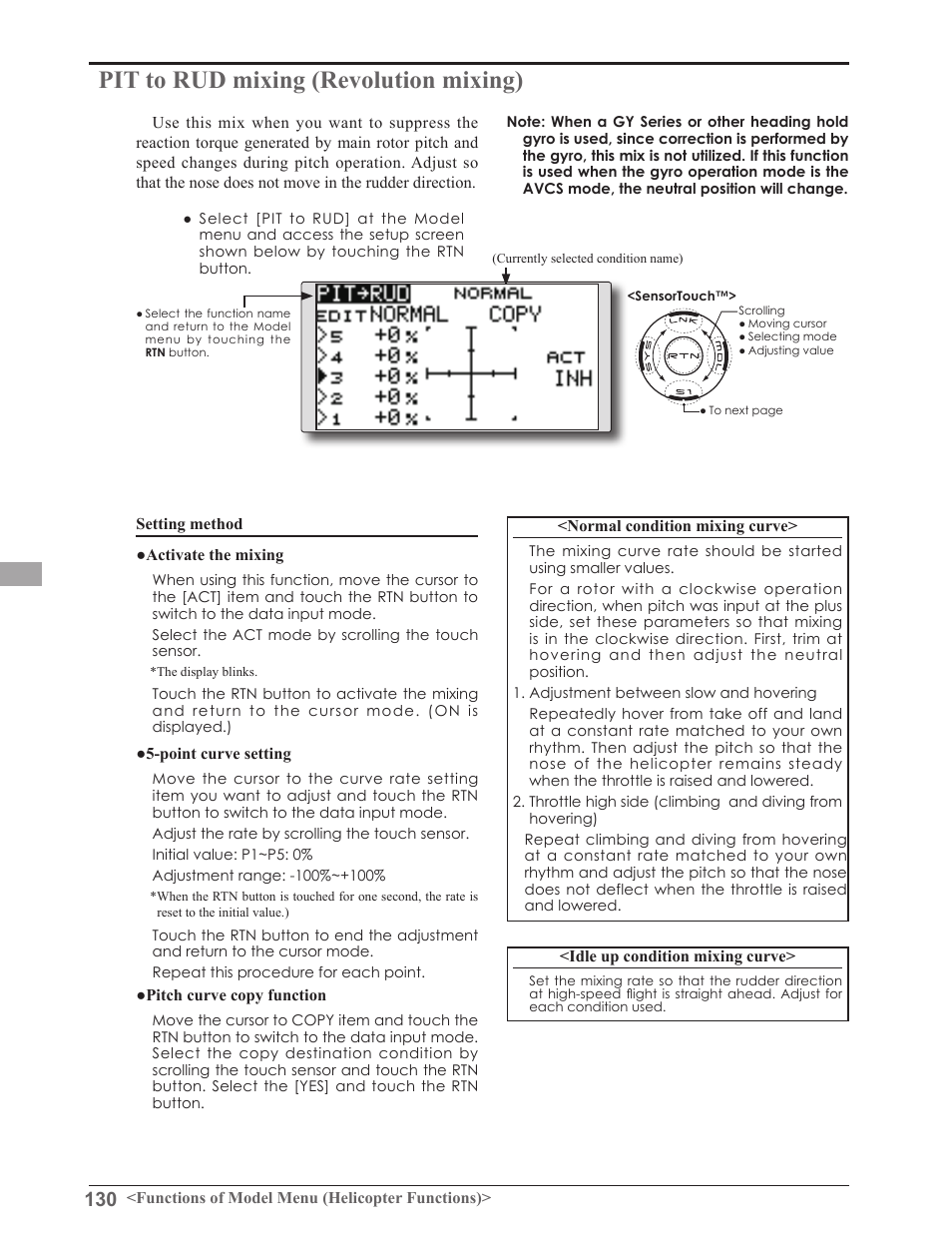 Pit to rud mixing (revolution mixing) | Futaba 8FGAS, 8FGHS 2.4GHz User Manual | Page 130 / 139