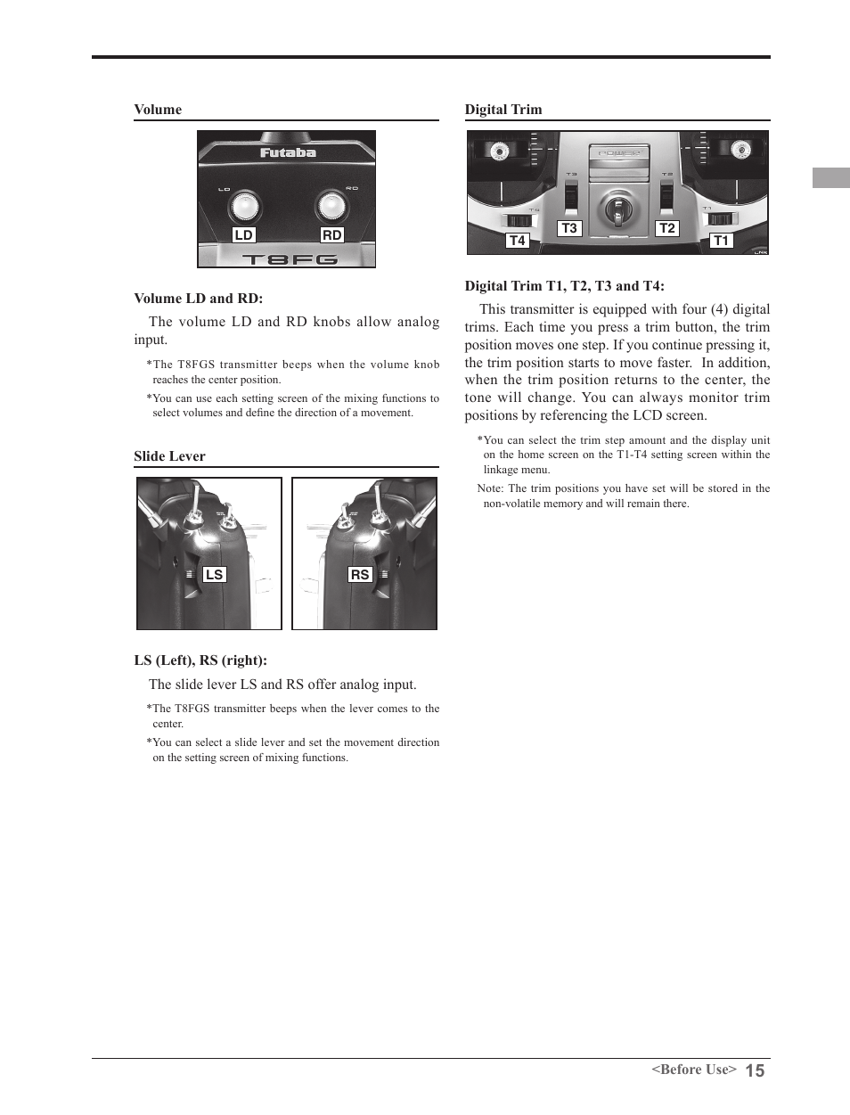 Futaba 8FGAS, 8FGHS 2.4GHz User Manual | Page 15 / 139