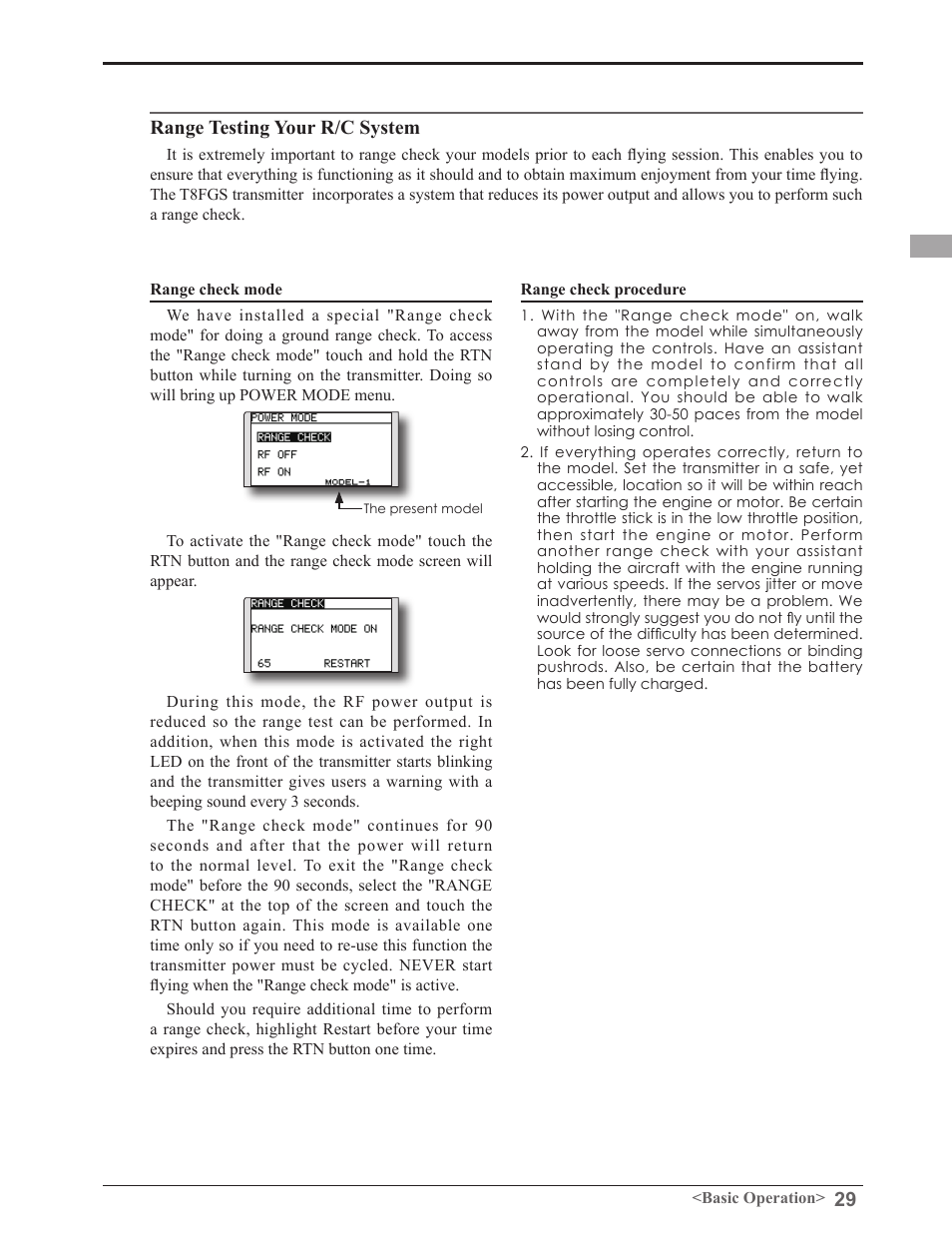 Range testing your r/c system | Futaba 8FGAS, 8FGHS 2.4GHz User Manual | Page 29 / 139