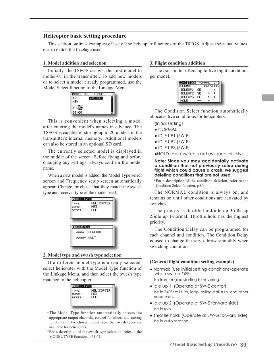 Helicopter basic setting procedure | Futaba 8FGAS, 8FGHS 2.4GHz User Manual | Page 39 / 139