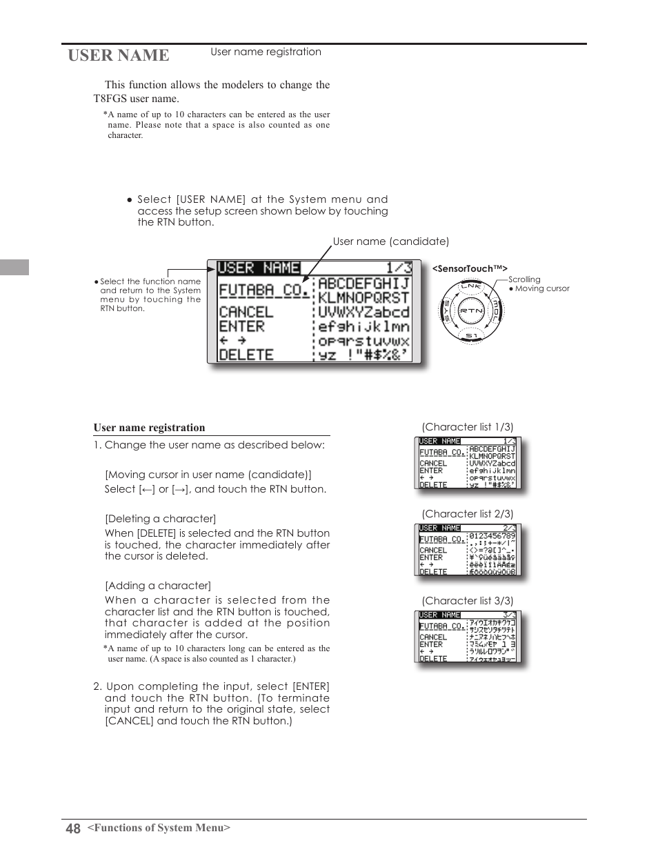 User name | Futaba 8FGAS, 8FGHS 2.4GHz User Manual | Page 48 / 139