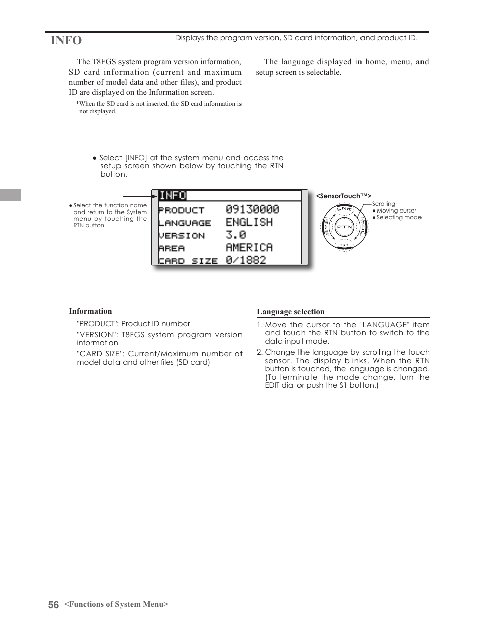 Info | Futaba 8FGAS, 8FGHS 2.4GHz User Manual | Page 56 / 139