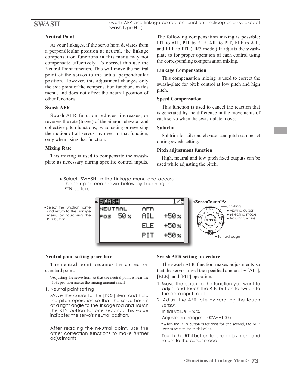 Swash | Futaba 8FGAS, 8FGHS 2.4GHz User Manual | Page 73 / 139