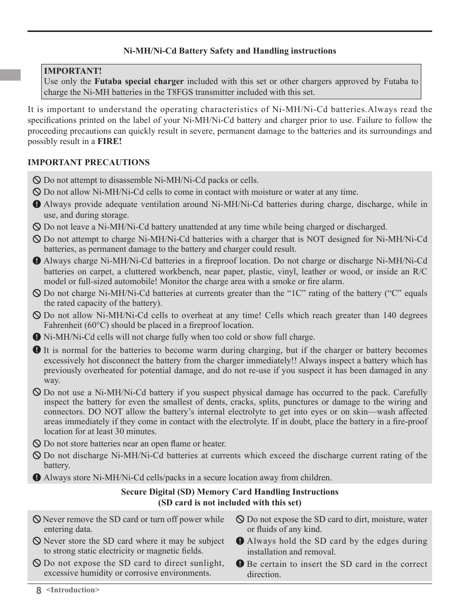 Futaba 8FGAS, 8FGHS 2.4GHz User Manual | Page 8 / 139