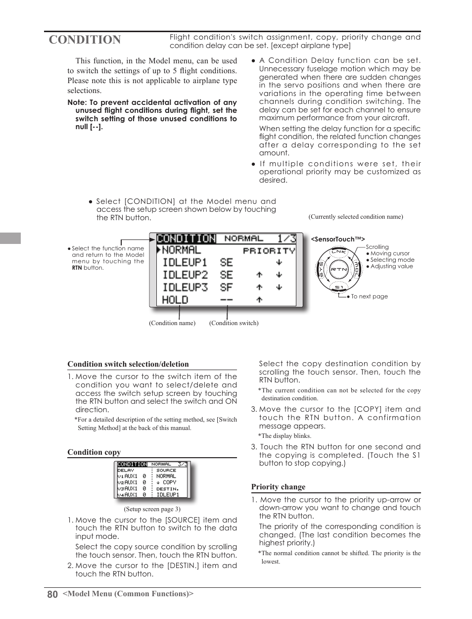 Condition | Futaba 8FGAS, 8FGHS 2.4GHz User Manual | Page 80 / 139