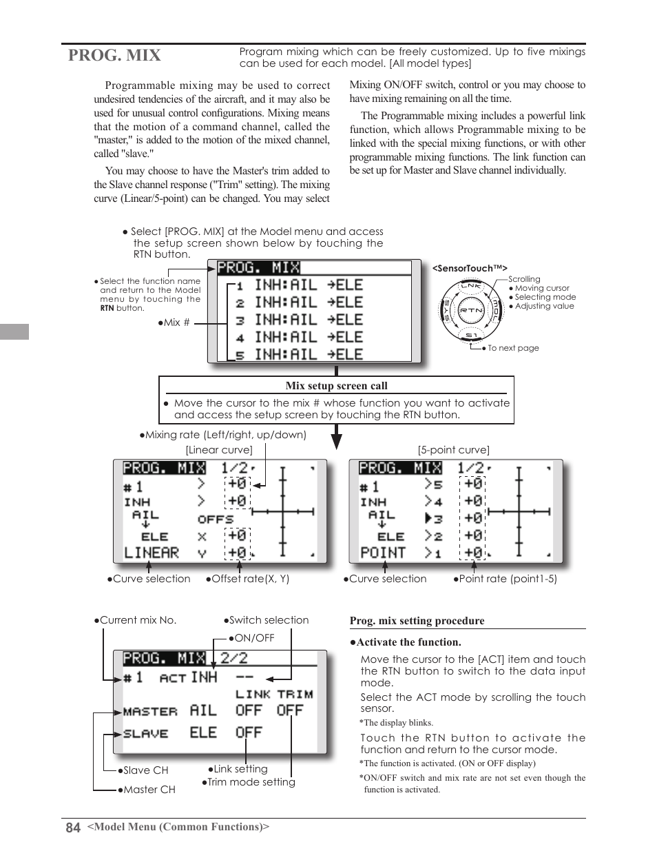 Prog. mix | Futaba 8FGAS, 8FGHS 2.4GHz User Manual | Page 84 / 139