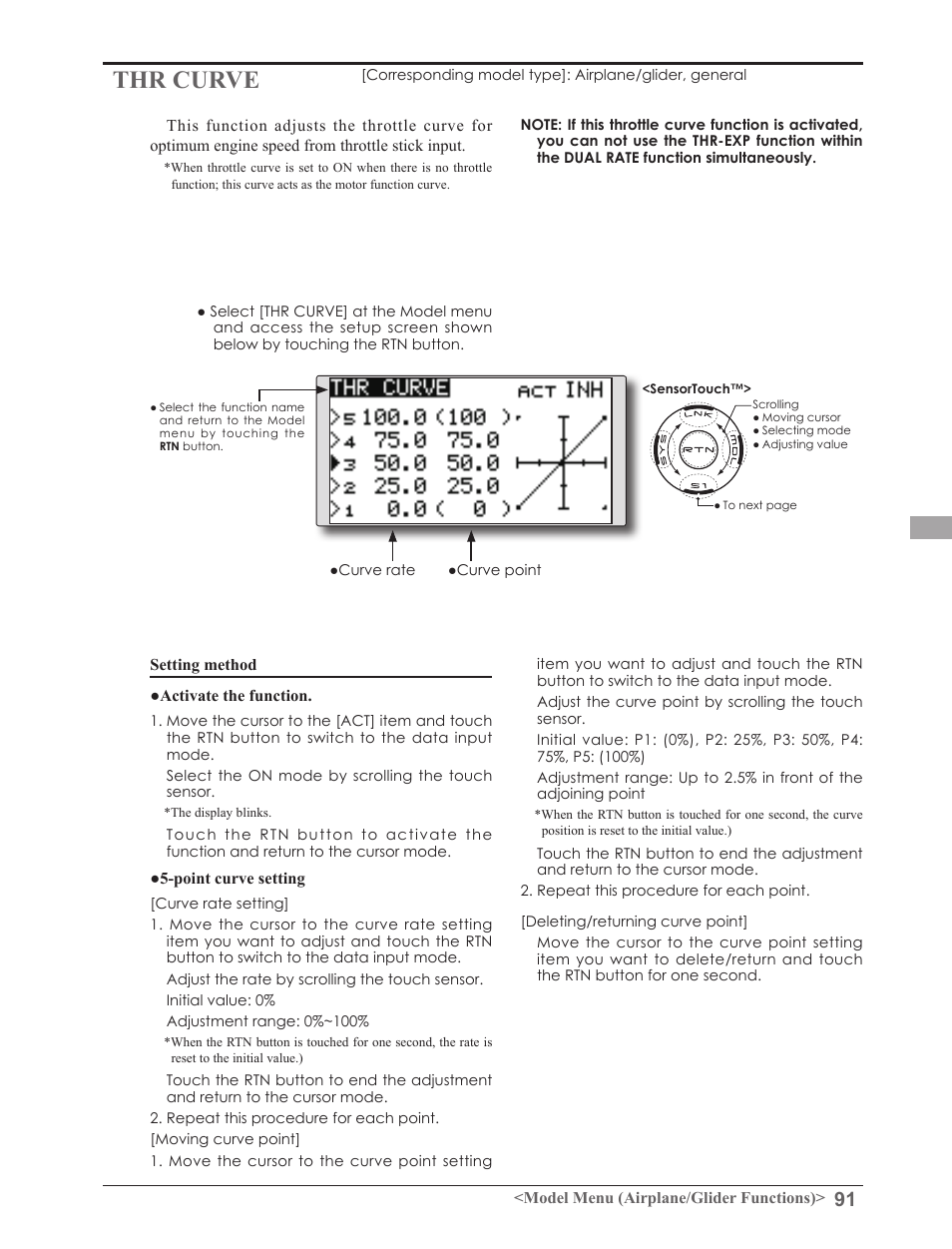 Thr curve | Futaba 8FGAS, 8FGHS 2.4GHz User Manual | Page 91 / 139